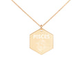PISCES Zodiac Engraved Silver Hexagon Necklace