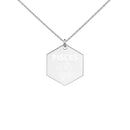 PISCES Zodiac Engraved Silver Hexagon Necklace