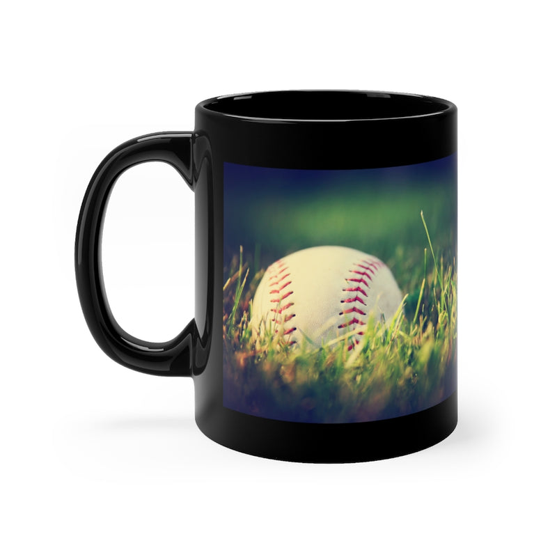 Grassy Baseball 11oz Black Mug