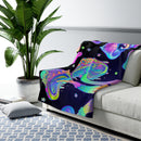 Mushroom Boho Blanket, Sherpa Fleece Blanket, Free Shipping, Two Sizes, Throw Blanket, Extra Soft, Boho Chic, Psychedelic, Vintage