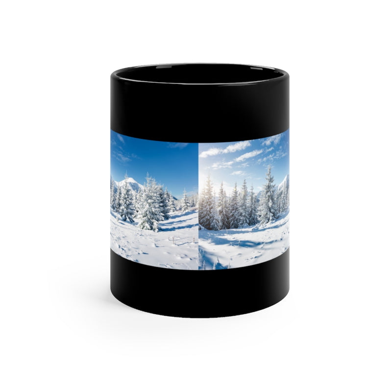 Snowy Trees 11oz Black Mug