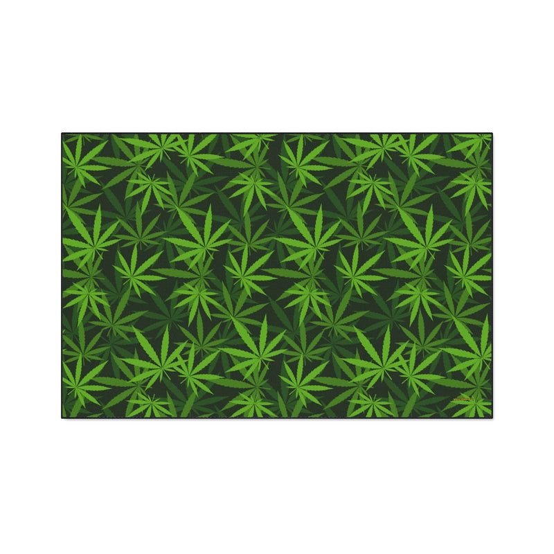 Marijuana Leaves Non Slip Heavy Duty Floor Mat, Floor Mats, Front Door Mat, Custom Photo, Non-Slip, Welcome Mat, Weed Floor Mat - 3 Sizes