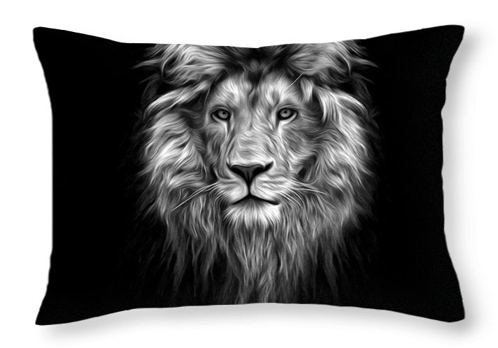 Lion On Black - Throw Pillow