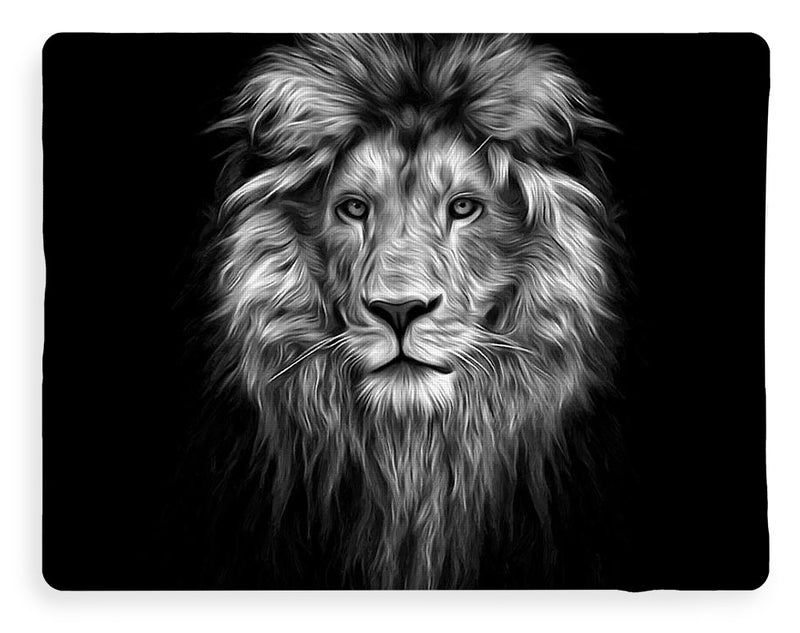 Lion On Black - Blanket