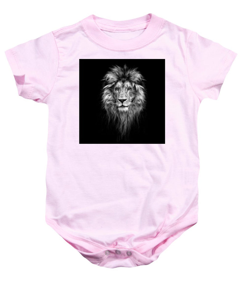 Lion On Black - Baby Onesie