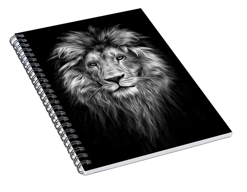 Lion On Black - Spiral Notebook