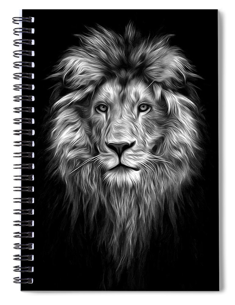 Lion On Black - Spiral Notebook