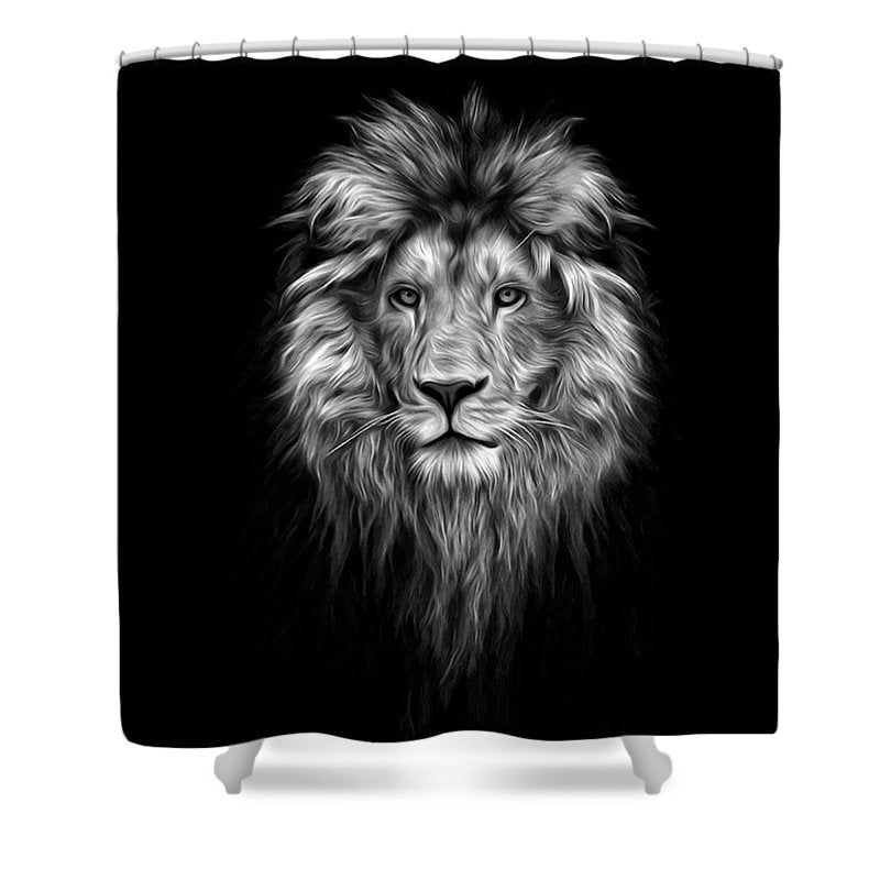 Lion On Black - Shower Curtain