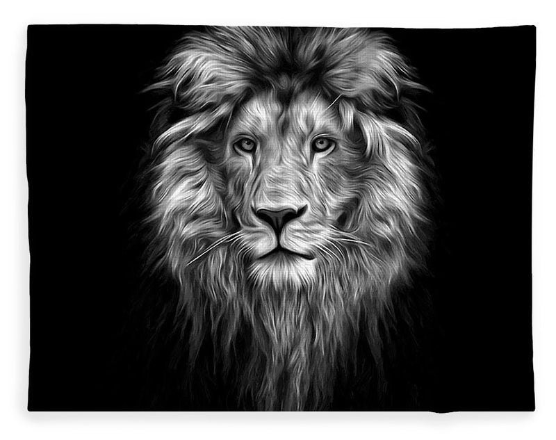 Lion On Black - Blanket