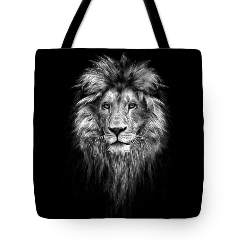 Lion On Black - Tote Bag