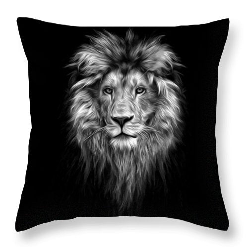 Lion On Black - Throw Pillow