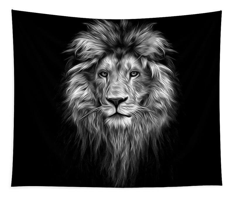 Lion On Black - Tapestry