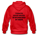 Todays Good Mood Is Sponsored By Beer  Heavy Blend Adult Zip Hoodie - red