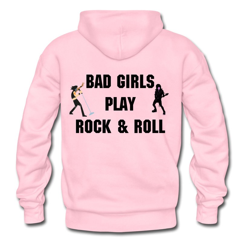 Bad Girls Play Rock & Roll Heavy Blend Adult Hoodie - light pink