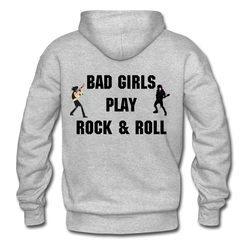 Bad Girls Play Rock & Roll Heavy Blend Adult Hoodie - heather gray