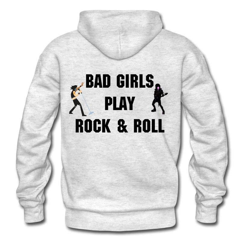 Bad Girls Play Rock & Roll Heavy Blend Adult Hoodie - light heather gray