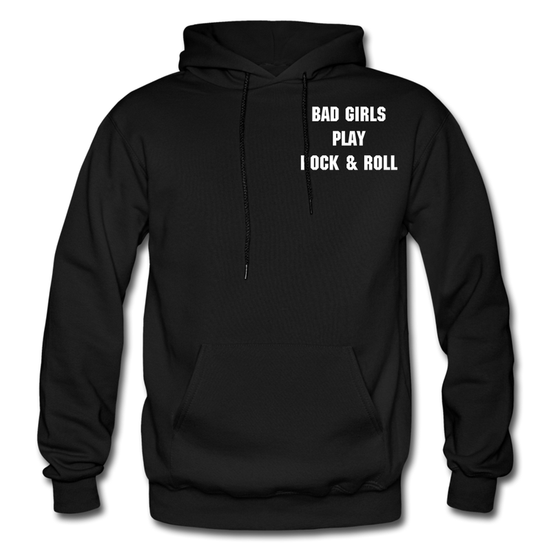Bad Girls Play Rock and Roll Heavy Blend Adult Hoodie - black
