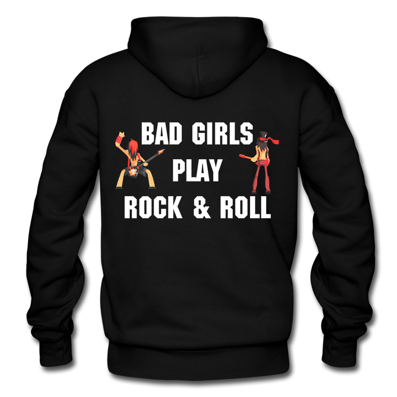 Bad Girls Play Rock and Roll Heavy Blend Adult Hoodie - black