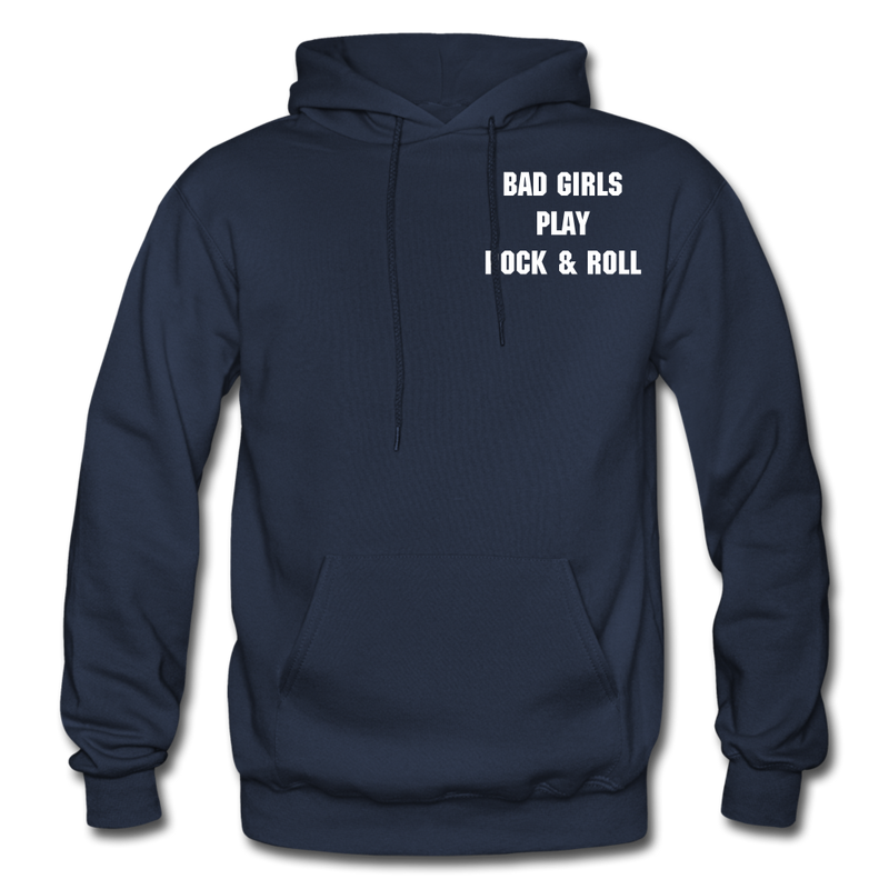 Bad Girls Play Rock and Roll Heavy Blend Adult Hoodie - navy