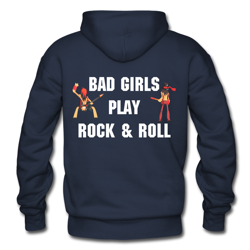 Bad Girls Play Rock and Roll Heavy Blend Adult Hoodie - navy