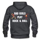 Bad Girls Play Rock and Roll Heavy Blend Adult Hoodie - charcoal gray
