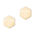PISCES Zodiac Sterling Silver Hexagon Stud Earrings