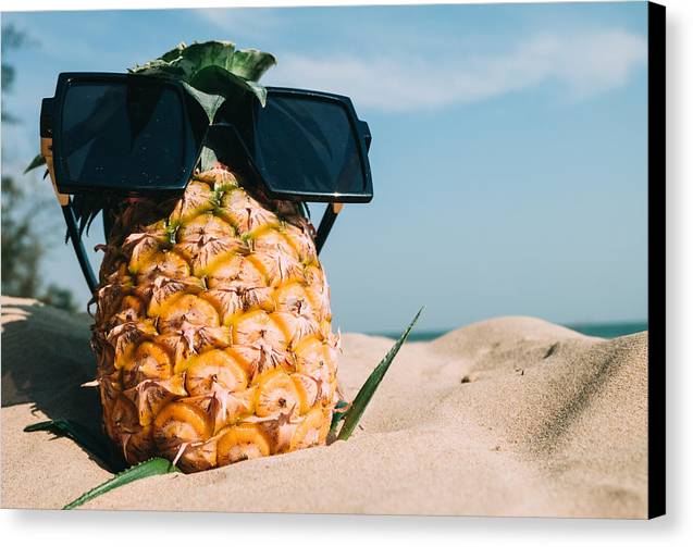 Sunglasses on Pineapple - Canvas Print