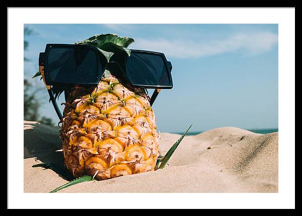 Sunglasses on Pineapple - Framed Print