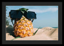 Sunglasses on Pineapple - Framed Print