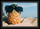 Sunglasses on Pineapple - Framed Print