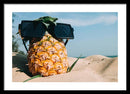 Sunglasses on Pineapple - Framed Print