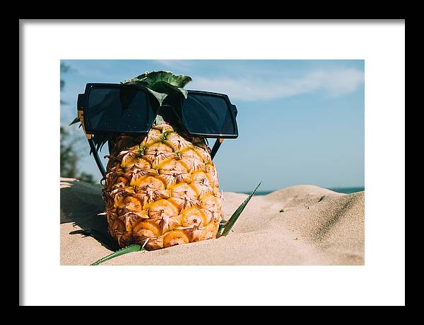 Sunglasses on Pineapple - Framed Print